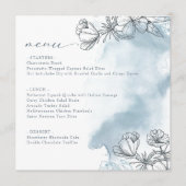 Floral Blue Brautparty Flat Menu Menükarte (Vorderseite)