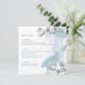 Floral Blue Brautparty Flat Menu Menükarte (Stehend Vorderseite)