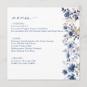 Floral Blue Brautparty Flat Menu Menükarte (Vorderseite)