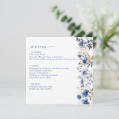 Floral Blue Brautparty Flat Menu Menükarte (Stehend Vorderseite)