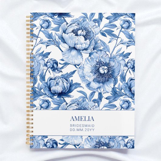 Floral Blue Chinoiserie Blume Custom Bridesmaid Planer