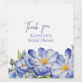 Floral Blue Chinoiserie Bridal Wedding Event Danke Weinetikett (Einzelnes Label)