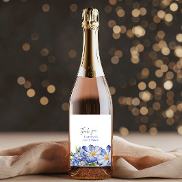 Floral Blue Chinoiserie Bridal Wedding Event Danke Weinetikett