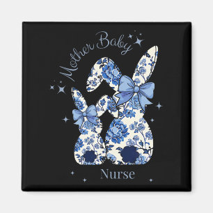 Floral Blue Coquette Bow Bunny Ostermütte von Magnet