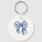 Floral Blue Coquette Bow Nurse Stethoscope Medical Schlüsselanhänger (Vorderseite)
