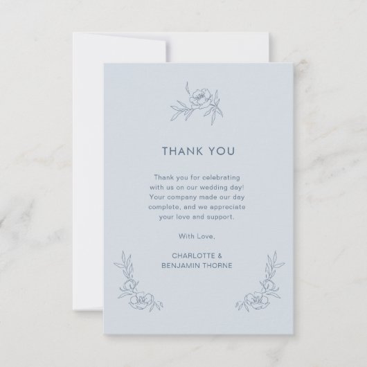 Floral Blue Danke Card (Vorderseite)