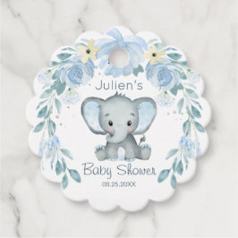 Floral Blue Elephant Baby Duwer Fevor Tags Geschenkanhänger