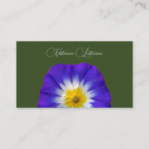 Floral blue flower blossom calligraphy dark green visitenkarte