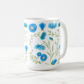 Floral blue folk art pattern kaffeetasse (VorderseiteRechts)