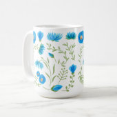Floral blue folk art pattern kaffeetasse (Vorderseite Links)