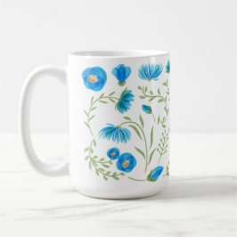 Floral blue folk art pattern kaffeetasse