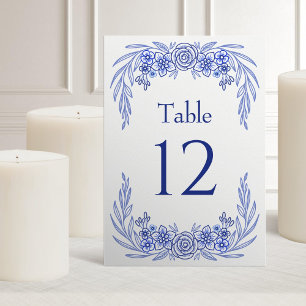 Floral Blue French Wedding Tischnummer