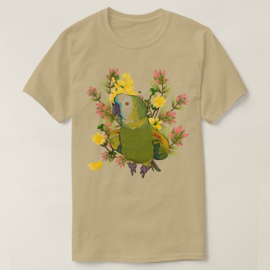 Floral Blue Frontium Amazon Parrot T-Shirt (Design vorne)