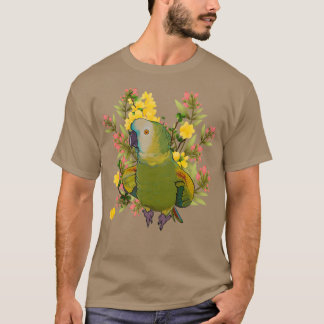 Floral Blue Frontium Amazon Parrot T-Shirt