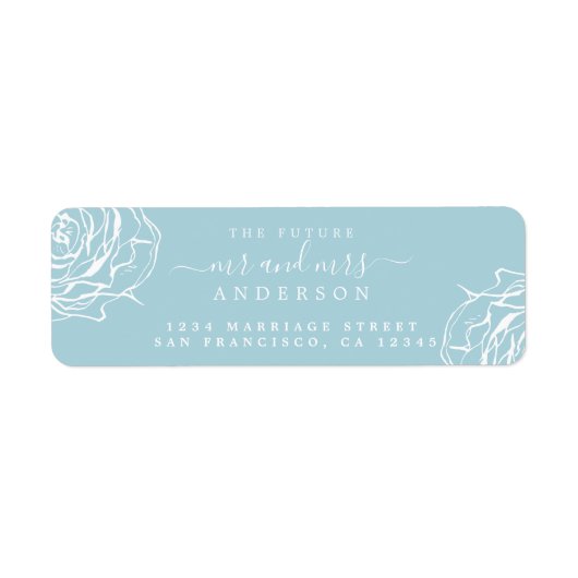 Floral Blue Future Frau Wedding Rücksendeadresse (Vorne)