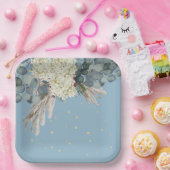 Floral Blue Gold Elegante Pappteller (Party)