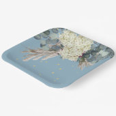 Floral Blue Gold Elegante Pappteller (Gewinkelt)