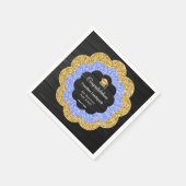Floral Blue Gold Graduation Party Serviette (Ecke)