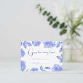 Floral blue - How many kisses bridal game Begleitkarte (Stehend Vorderseite)