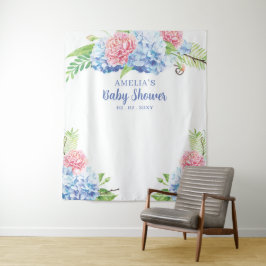 Floral Blue Hydrangea Babydusche Hintergrund Wandteppich