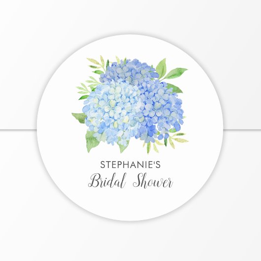 Floral Blue Hydrangea Bouquet Brautparty Runder Aufkleber