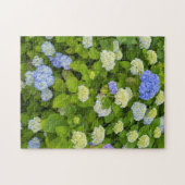 Floral Blue Hydrangea Nature Foto Puzzle (Horizontal)