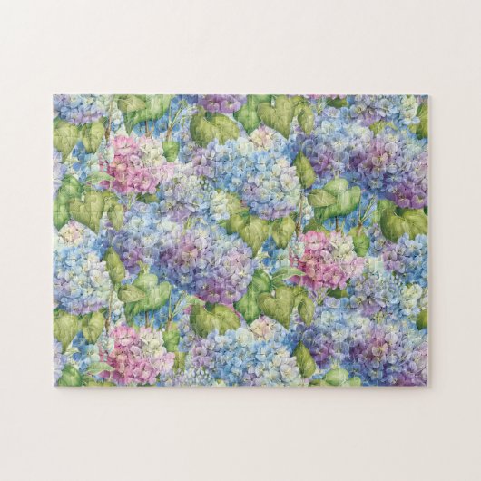 Floral Blue Hydrangea Pattern Puzzle (Horizontal)