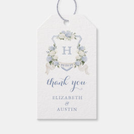 Floral Blue Hydrangea Wappen Hochzeit Vielen Dank Geschenkanhänger
