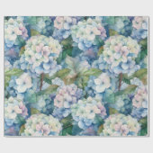 Floral Blue Hydrangea Wassercolor Geschenkpapier (Flach)