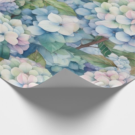 Floral Blue Hydrangea Wassercolor Geschenkpapier (Ecke)