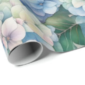 Floral Blue Hydrangea Wassercolor Geschenkpapier (Rolleneckpunkt)