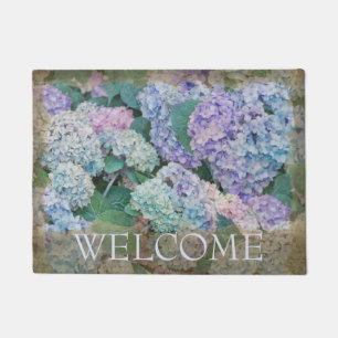 Floral Blue Hydrangea Willkommen 18" x 24" Fußmatte
