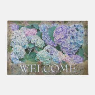Floral Blue Hydrangea Willkommen 24" x 36" Fußmatte