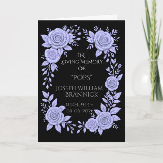 FLORAL BLUE. IN LOVING MEMORY KEEPSAKE, CARD KARTE