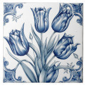 Floral Blue Indigo Azulejo Tiles Fliese (Vorderseite)