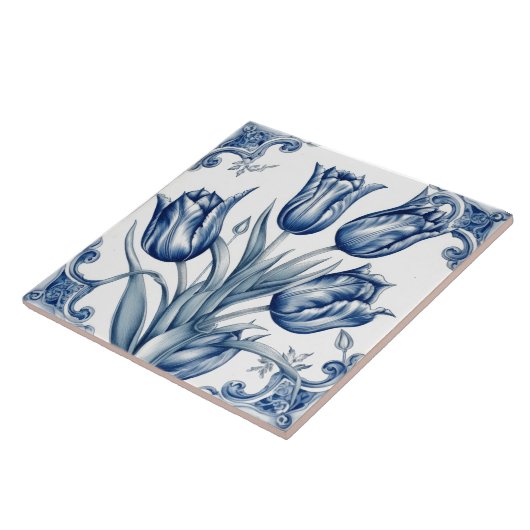 Floral Blue Indigo Azulejo Tiles Fliese (Seite)