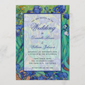 Floral Blue Irises Van Gogh Wedding Calligraphy Einladung (Vorderseite)