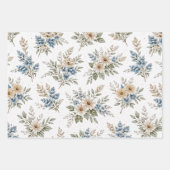 Floral Blue Ivory Meadow Pattern Geschenkpapier Set (Vorderseite 3)