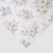 Floral Blue Ivory Meadow Pattern Seidenpapier (Ausschnitt)