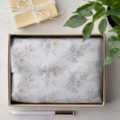 Floral Blue Ivory Meadow Pattern Seidenpapier (Geschenk)