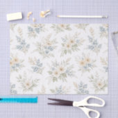 Floral Blue Ivory Meadow Pattern Seidenpapier (Handwerk)