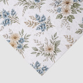 Floral Blue Ivory Meadow Pattern Seidenpapier (Ausschnitt)