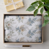 Floral Blue Ivory Meadow Pattern Seidenpapier (Geschenk)