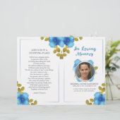 Floral Blue Memorial oder Beerdigung Service Progr (Stehend Vorderseite)