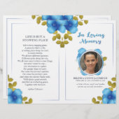 Floral Blue Memorial oder Beerdigung Service Progr (Vorne/Hinten)