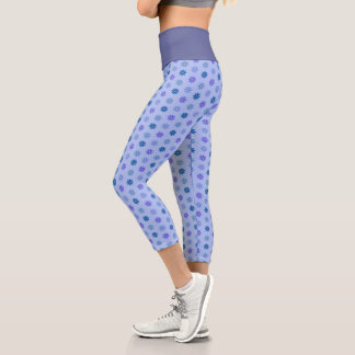 Floral Blue Pattern Capri Leggings