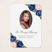 Floral Blue Pink Silver Memorial Beerdigung Gebet (Vorderseite)