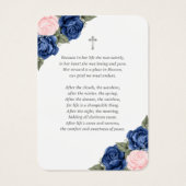 Floral Blue Pink Silver Memorial Beerdigung Gebet (Rückseite)