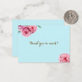 Floral Blue Pink Vielen Dank Flat Mitteilungskarte (Vorderseite/Rückseite Beispiel)