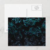 Floral Blue Postcard Postkarte (Vorne/Hinten)